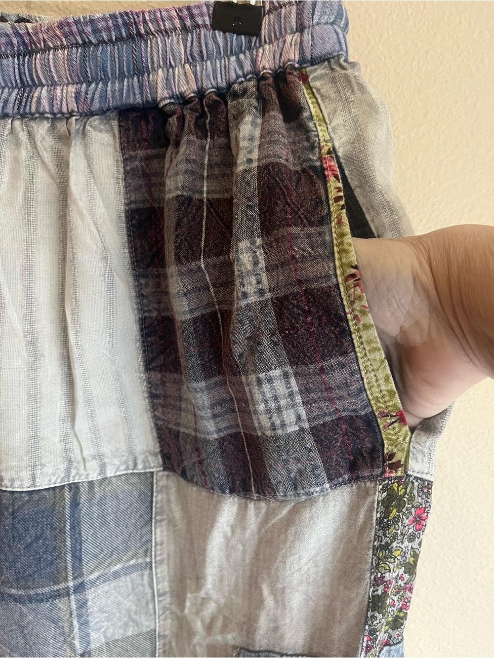 Patchwork Cargo Pants - Light Blue Multi Pattern - Picture 5 of 5